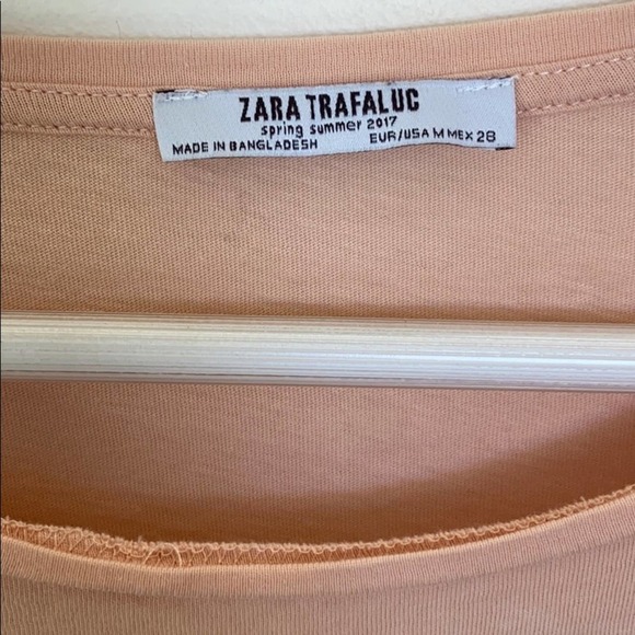 Zara Trafaluc blush Pink Ruffle Sleeve Shirt MED - Picture 6 of 10